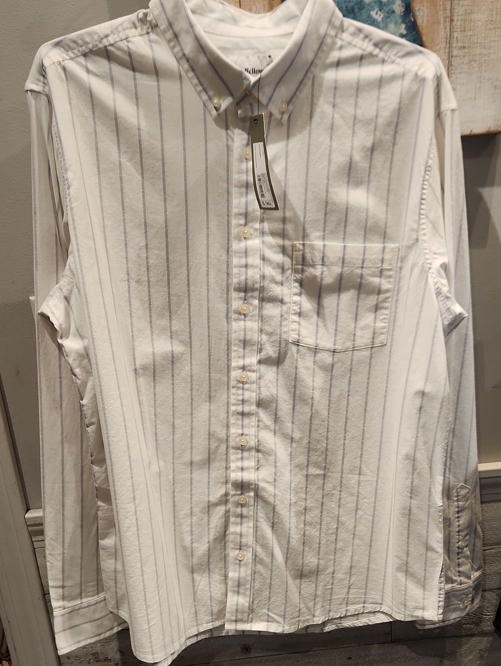 NWT Goodfellow & Co. Men's Striped  One Pocket Button Down Shirt Sz XLT